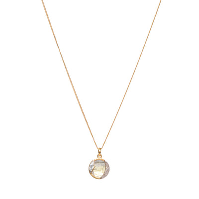 labradorite diamond pendant on 18k gold necklace