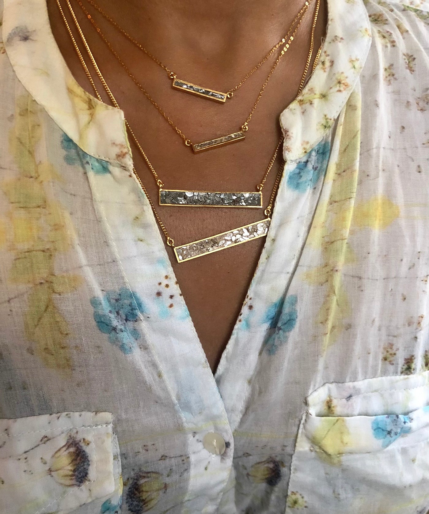diamond rectangle gold pendant necklace