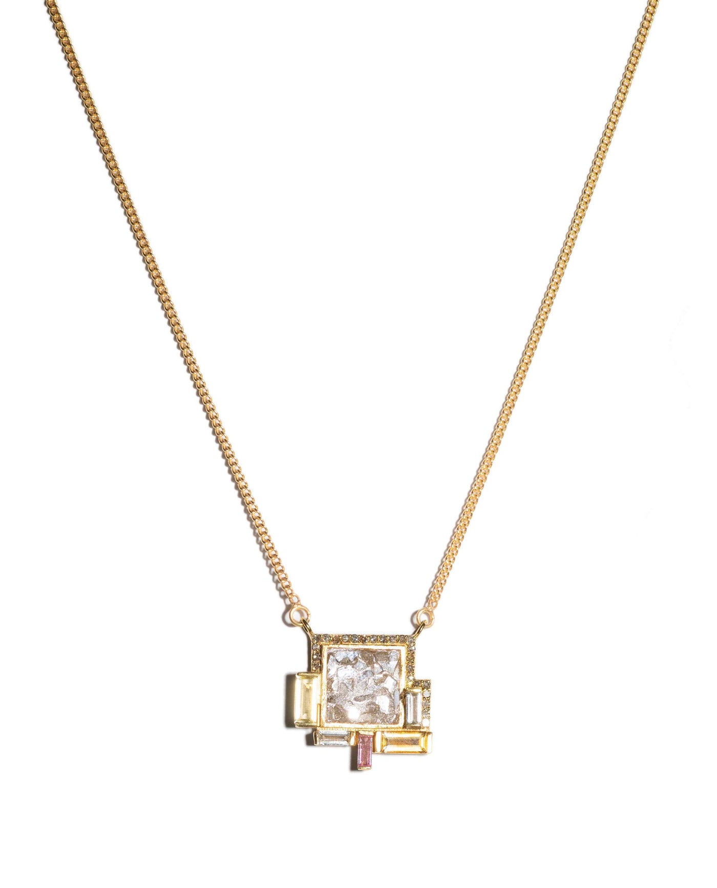 diamond square pendant necklace