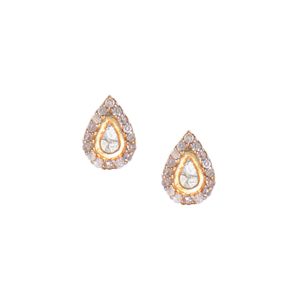 diamond and gold teardrop stud earrings