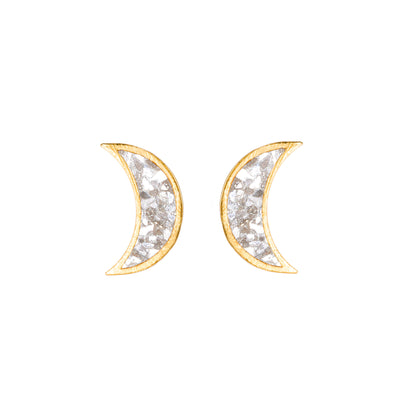 Crescent moon shaped diamond studs