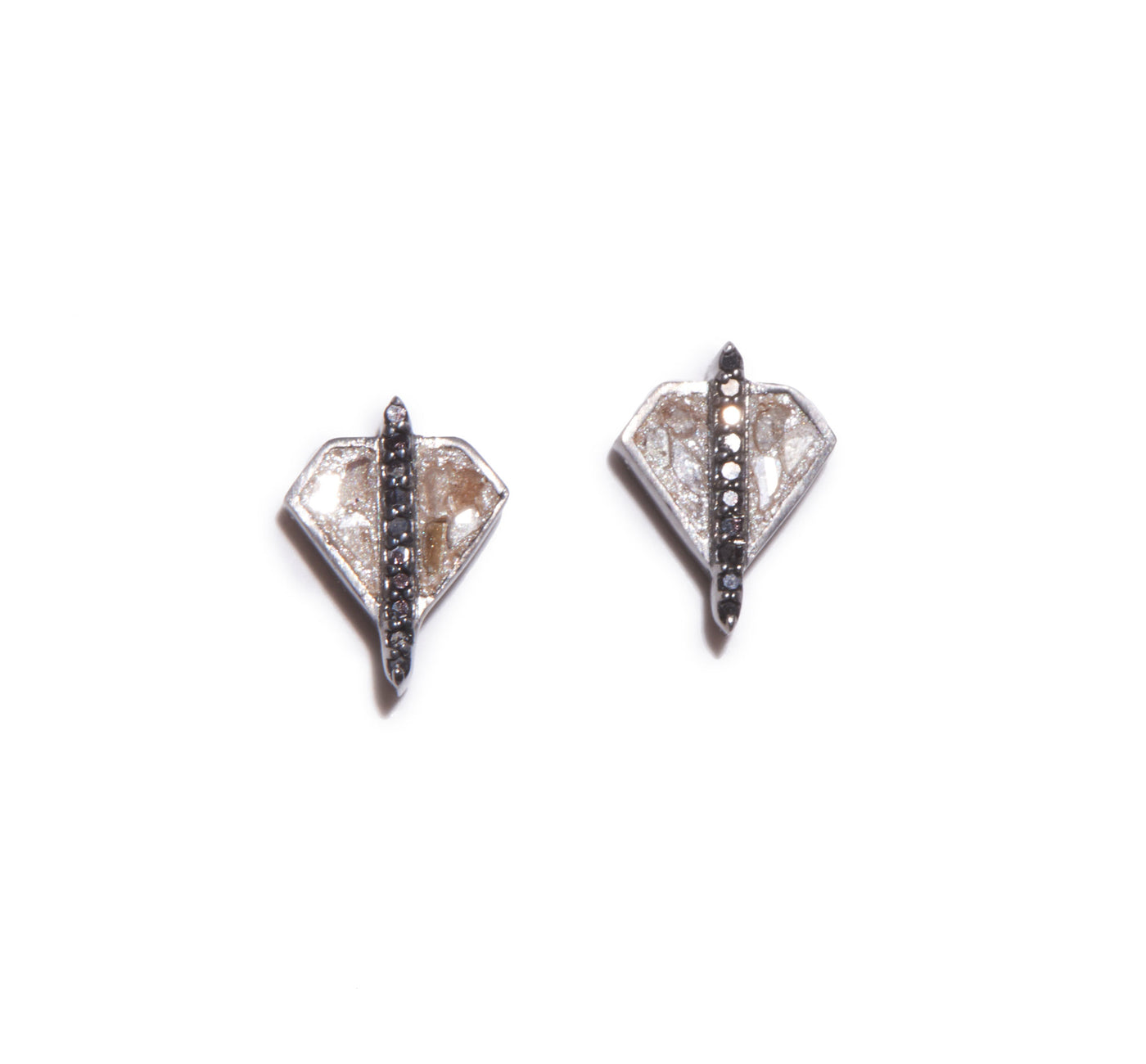 raw uncut black diamond studs