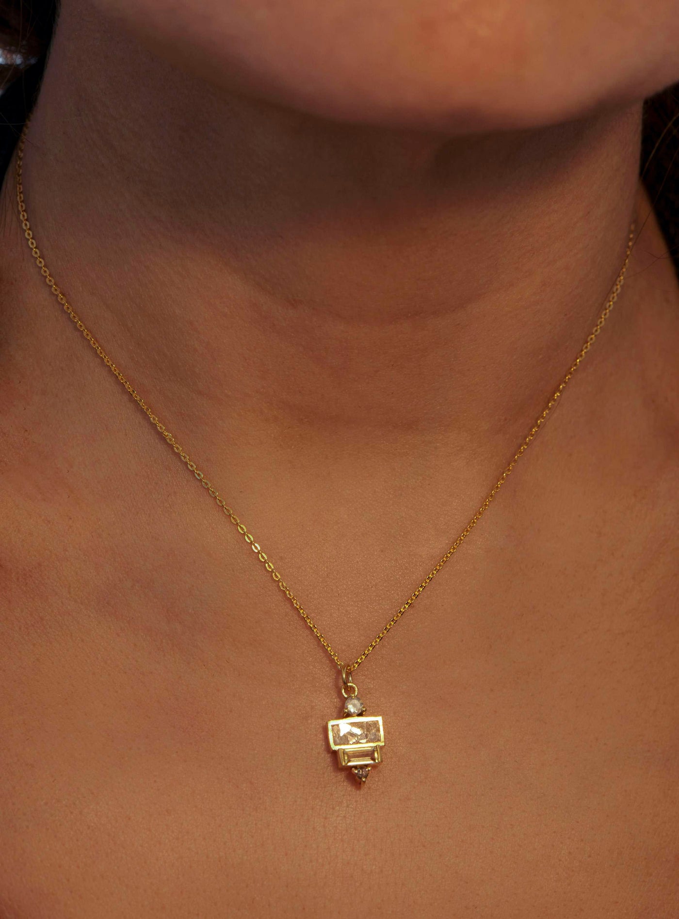 uncut diamonds resin vermeil gold necklace