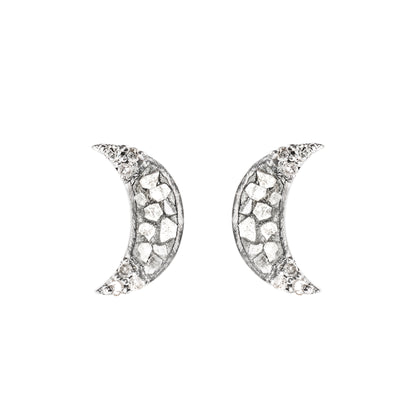crescent moon shaped sterling silver stud earrings