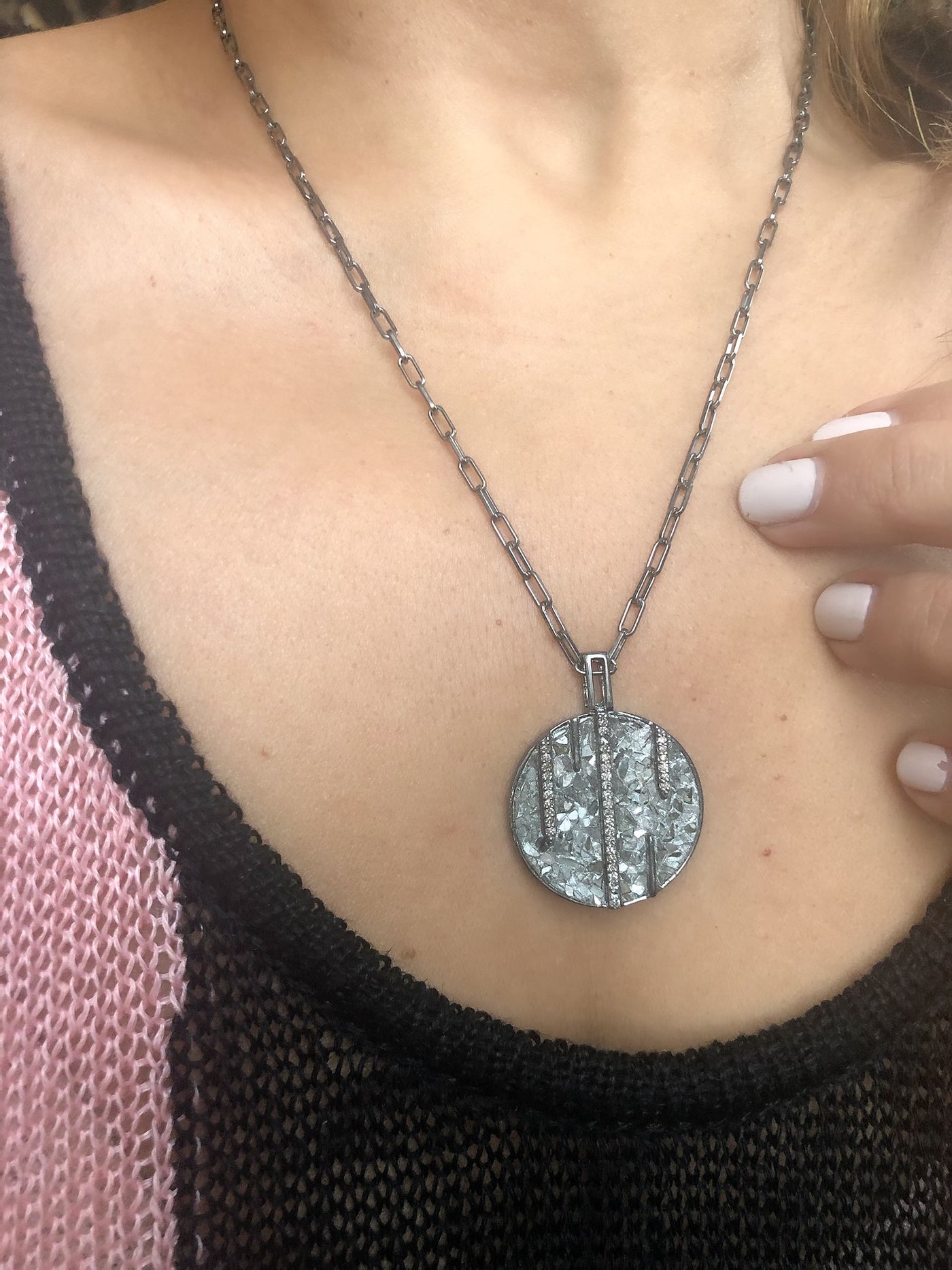 Riffa Oxidized Silver Small  Necklace