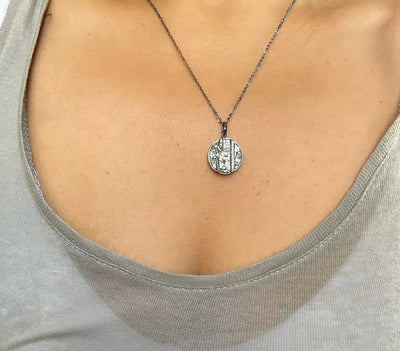 Rumeli Oxidized Silver Pendant Necklace