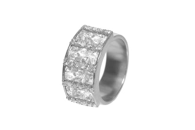 silver pave diamond ring