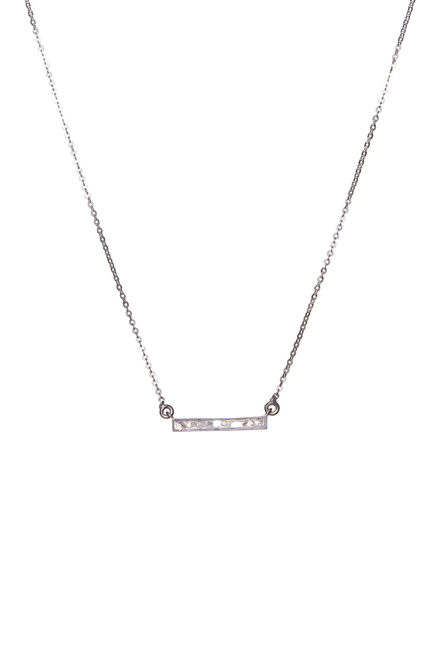 sterling silver diamond rectangle pendant necklace