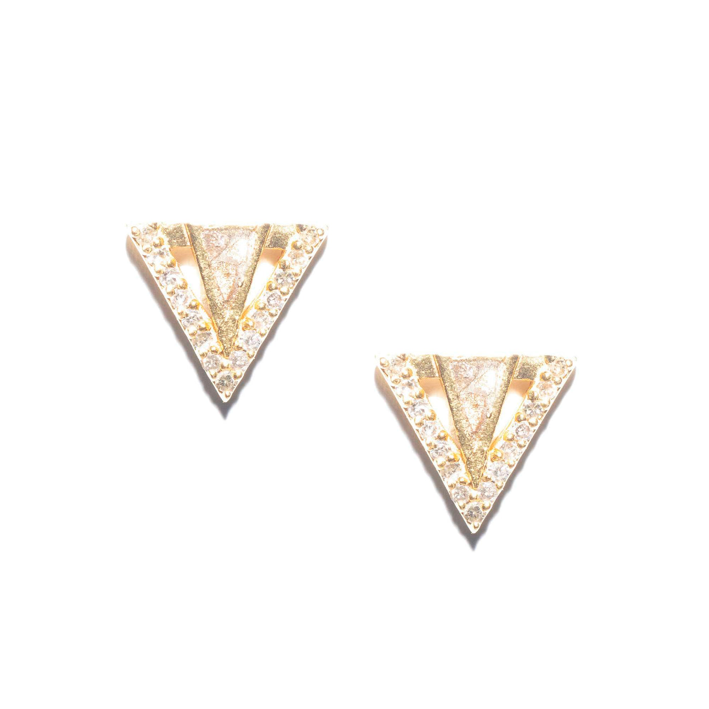 Enkel Pave Diamonds Gold Vermeil Stud Earrings
