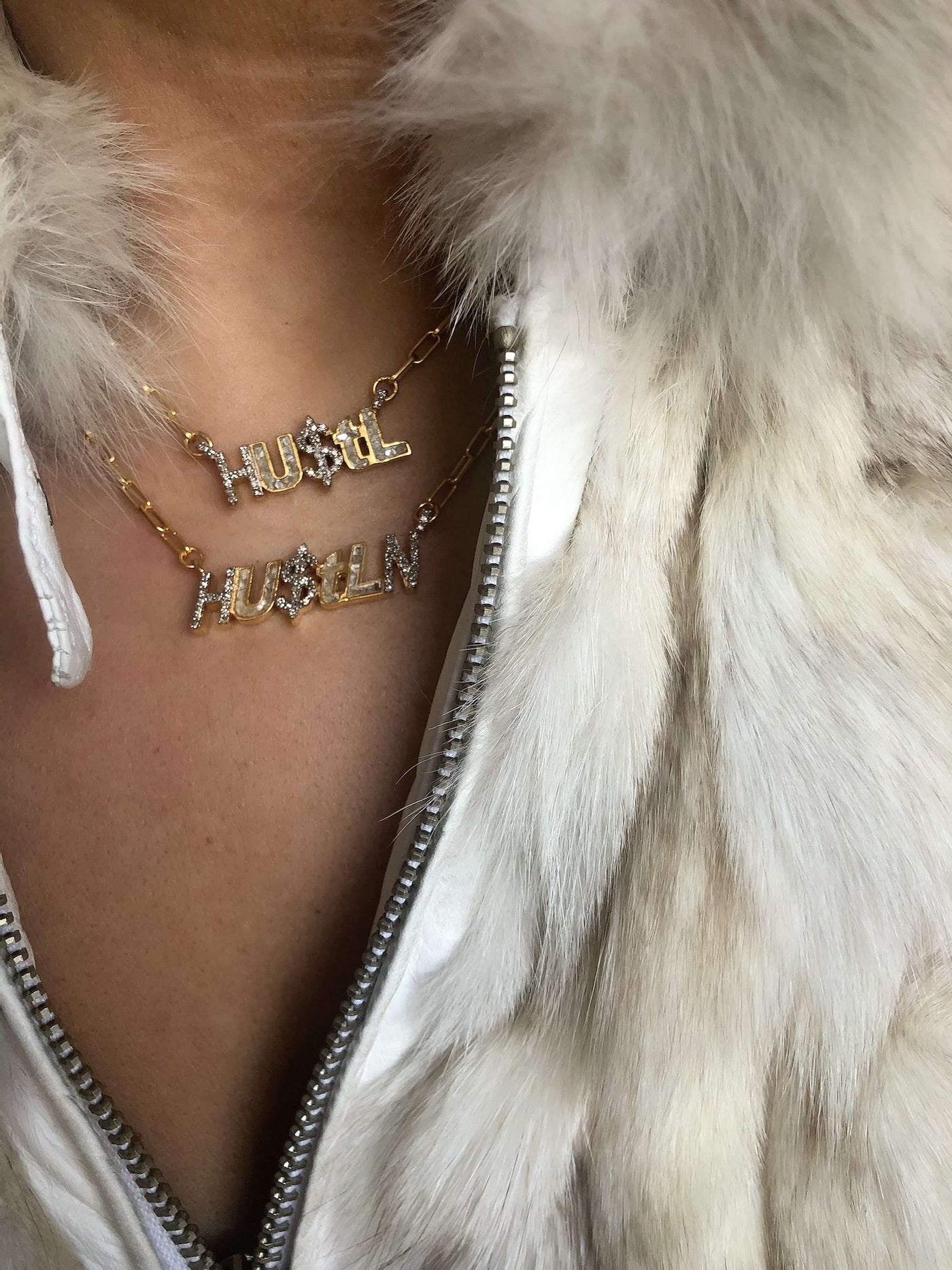 hustle word pendant necklace