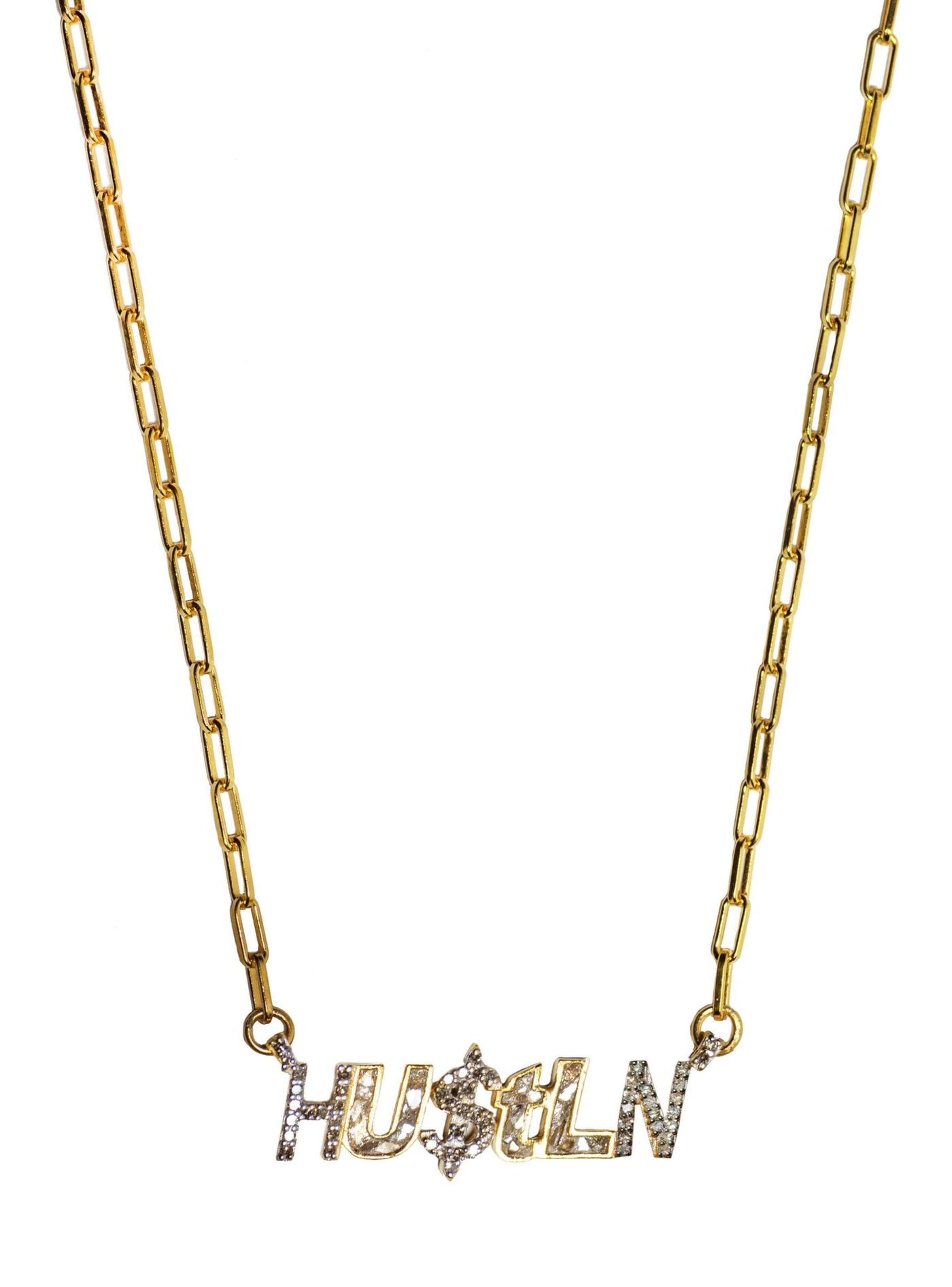 hustle word pendant necklace