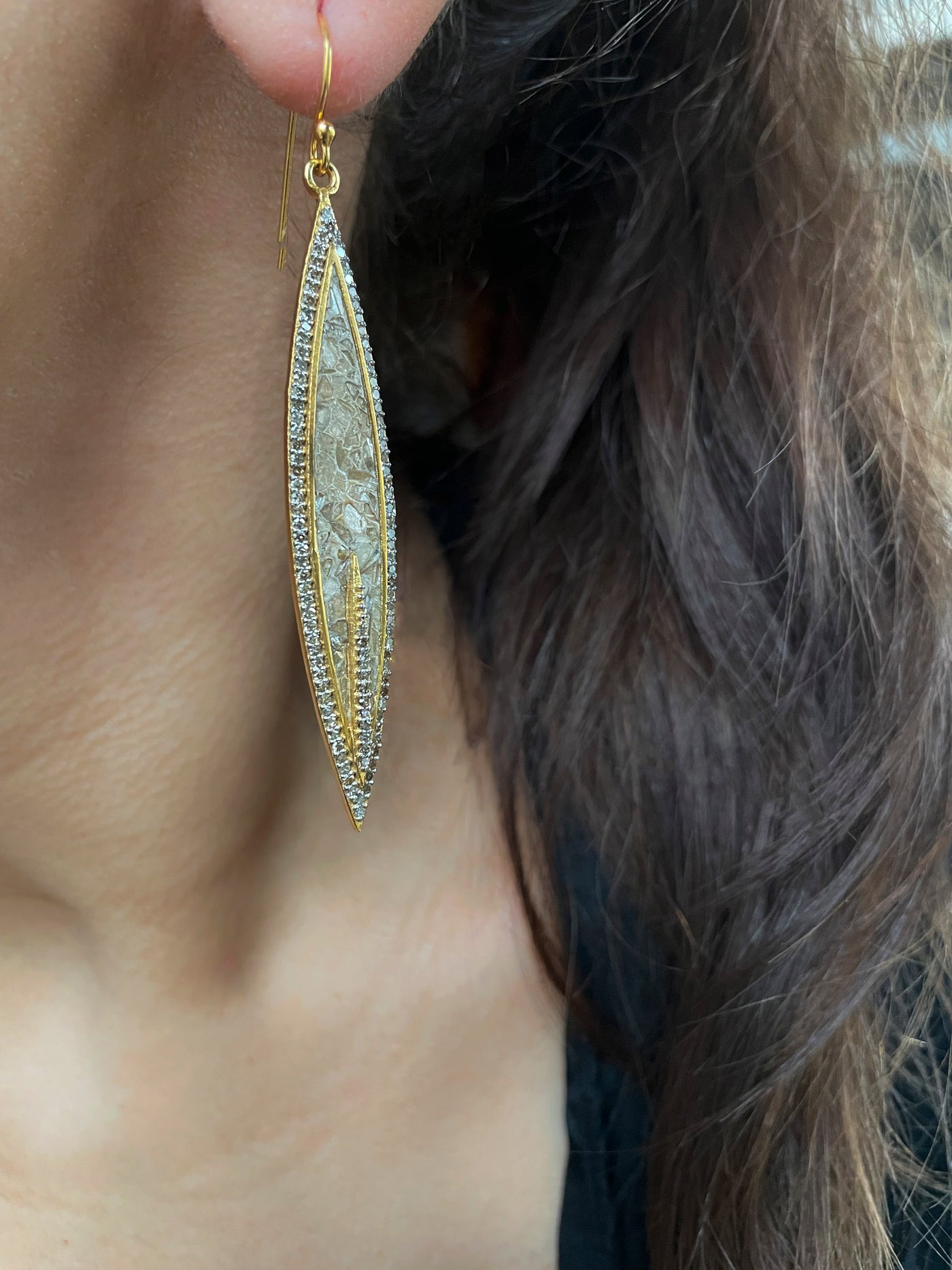 Saran Pave Diamond Gold Vermeil Earrings