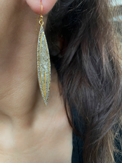 Saran Pave Diamond Gold Vermeil Earrings