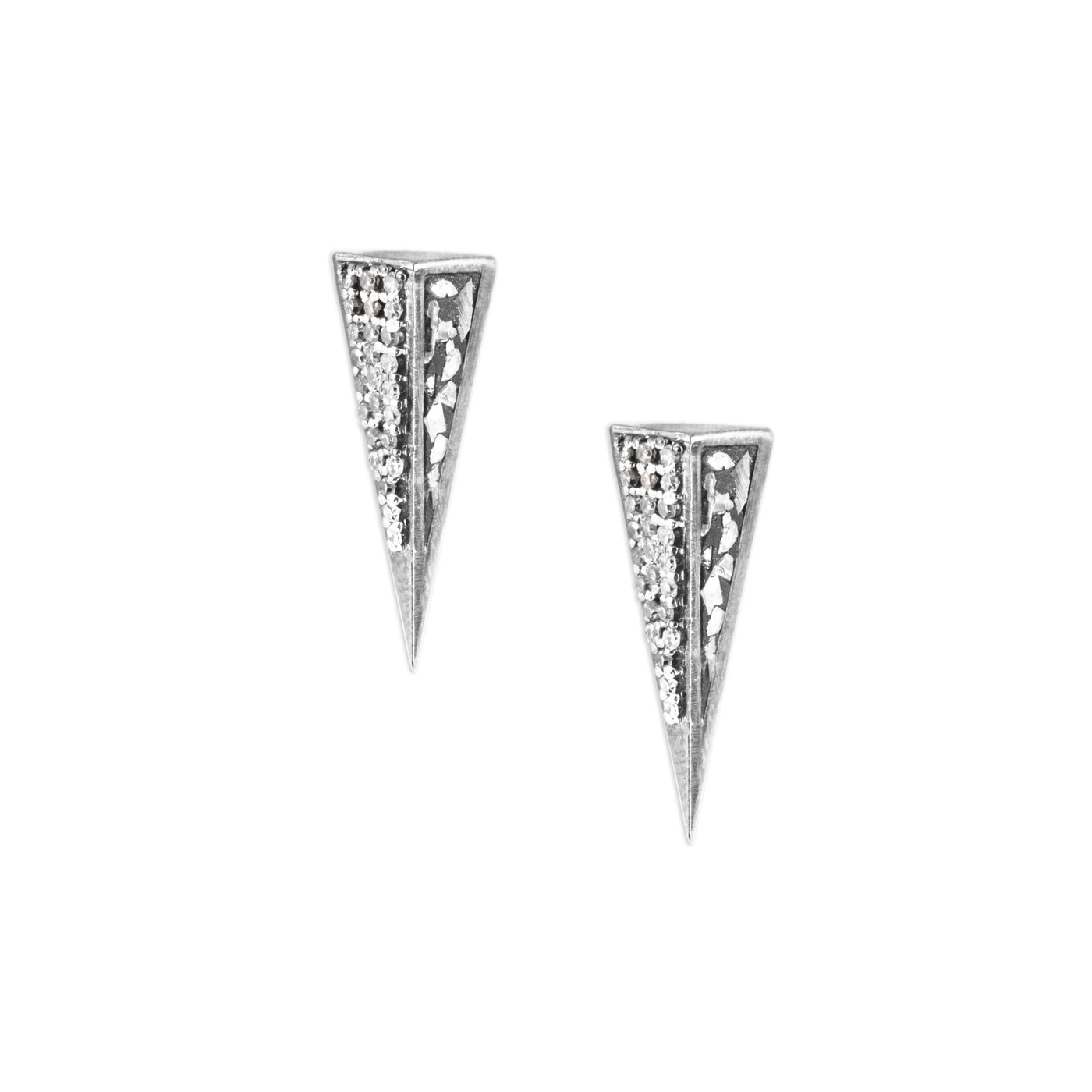 triangle sterling silver diamond studs