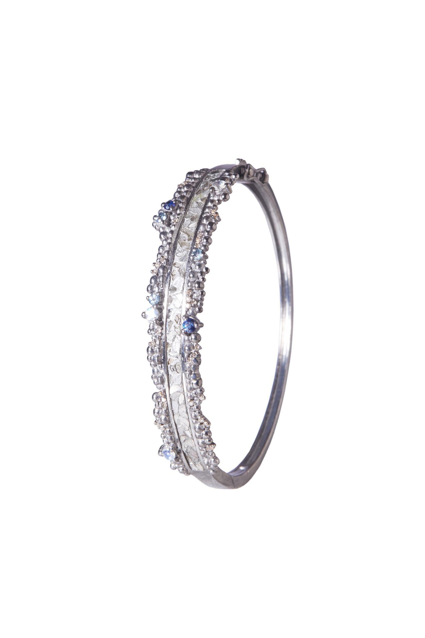 raw uncut sterling silver diamond bangle