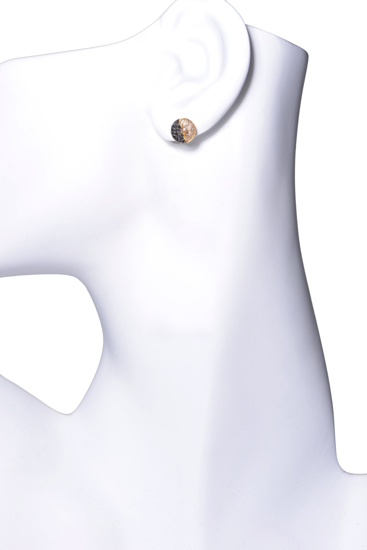 pave black diamond studs on mannequin