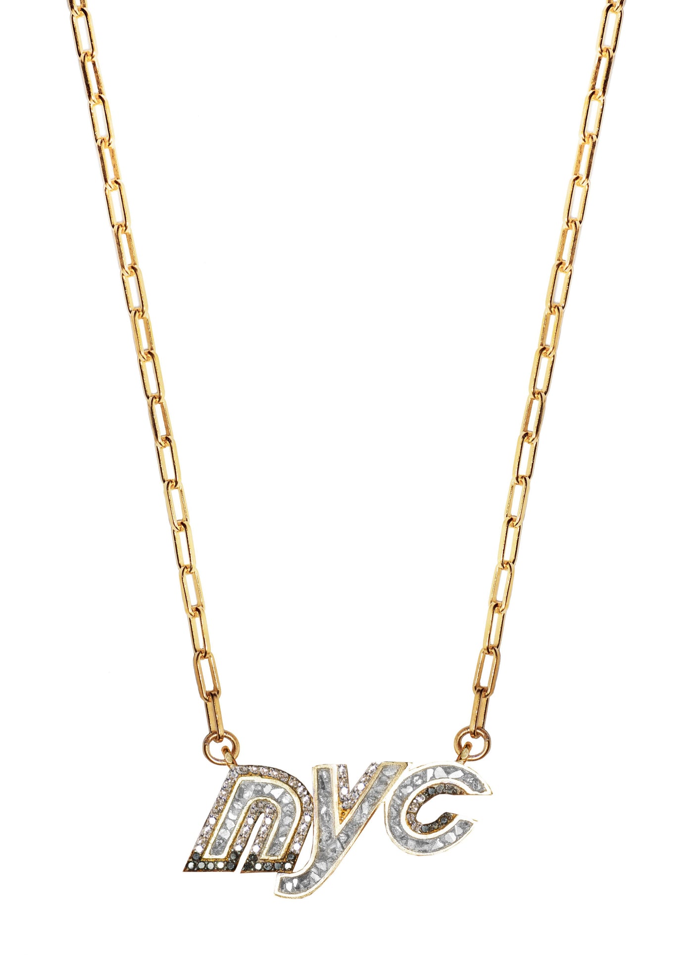 NYC Black Diamond Gold Vermeil Pendant Necklace