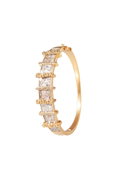 fancy uncut diamond 18k gold bangle